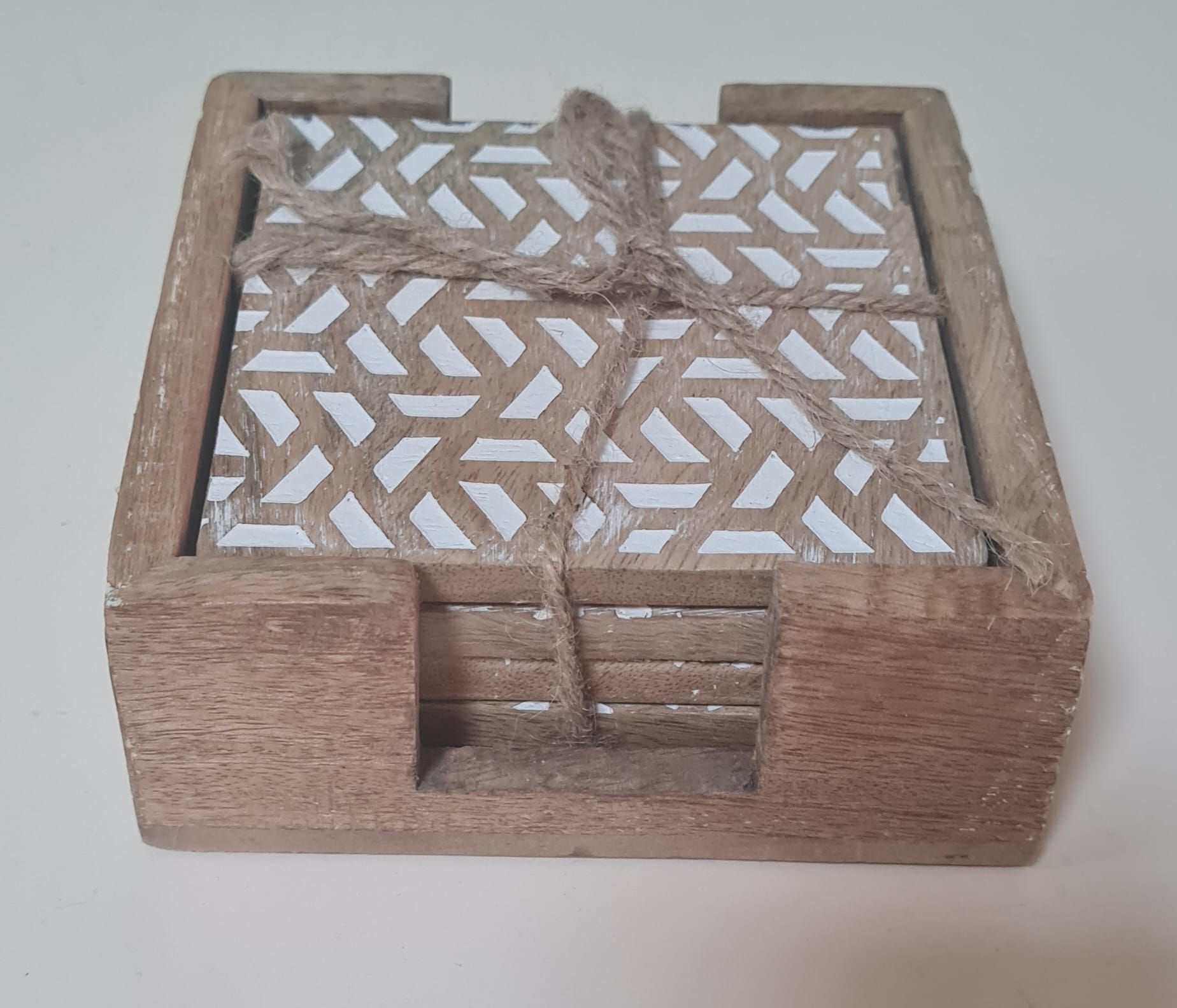Houten onderzetters set van 4 stuks