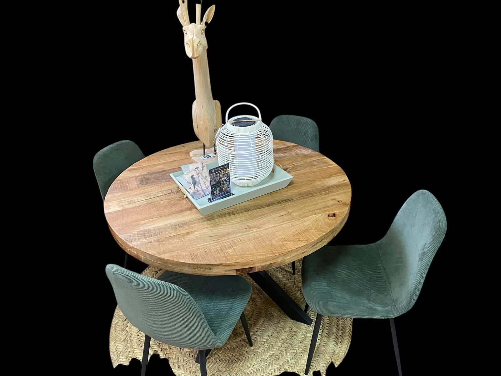 Set prijs tafel Wehl & 4 Camden eetkamerstoelen (groen)