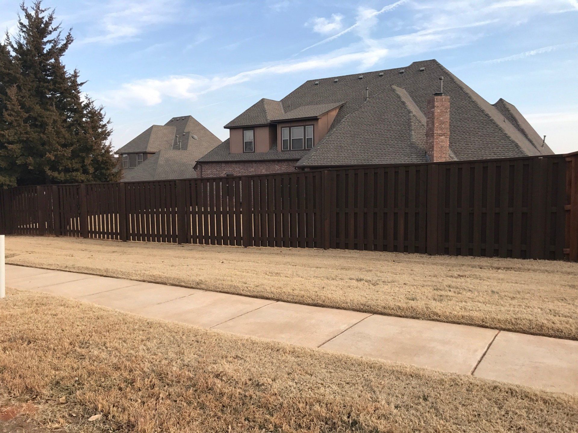 Coffee Brown Modern Look Fence — Modern Look Fence on House in Oklahoma City, OK
