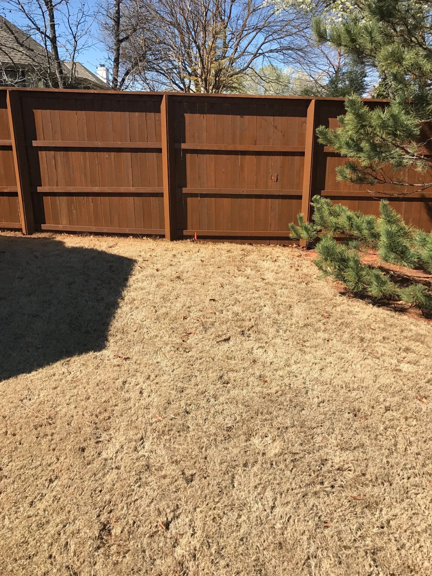 Coffee Brown New Fence — Dark Coffee Colored Fence Installed in Oklahoma City, OK