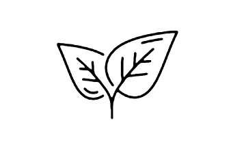 Een zwart-wit tekening van twee bladeren op een witte achtergrond.