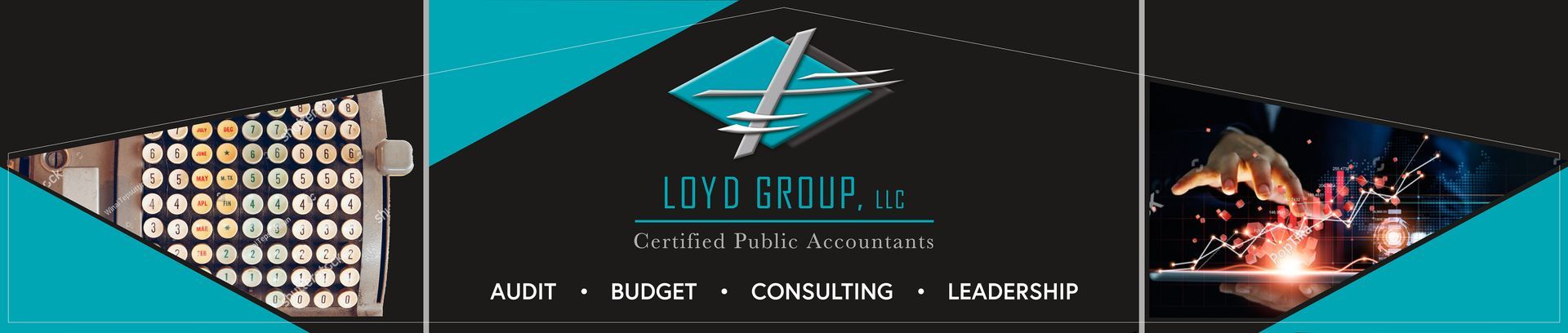 A black and blue advertisement for a company called Loyd Group