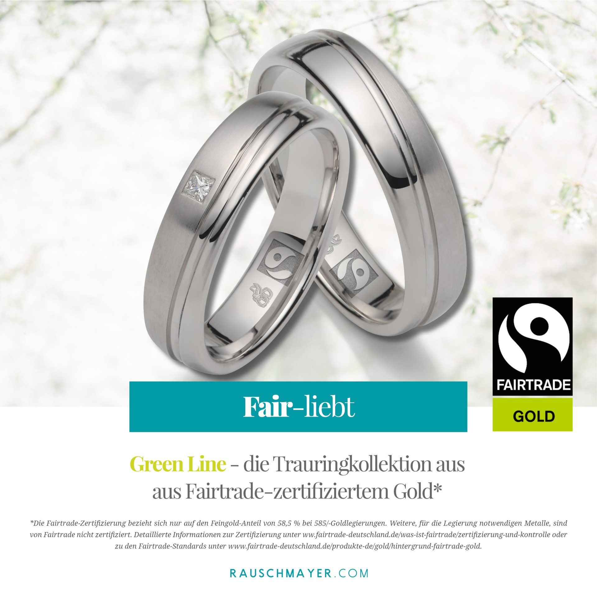 Ein Paar Eheringe aus Fairtrade-Gold