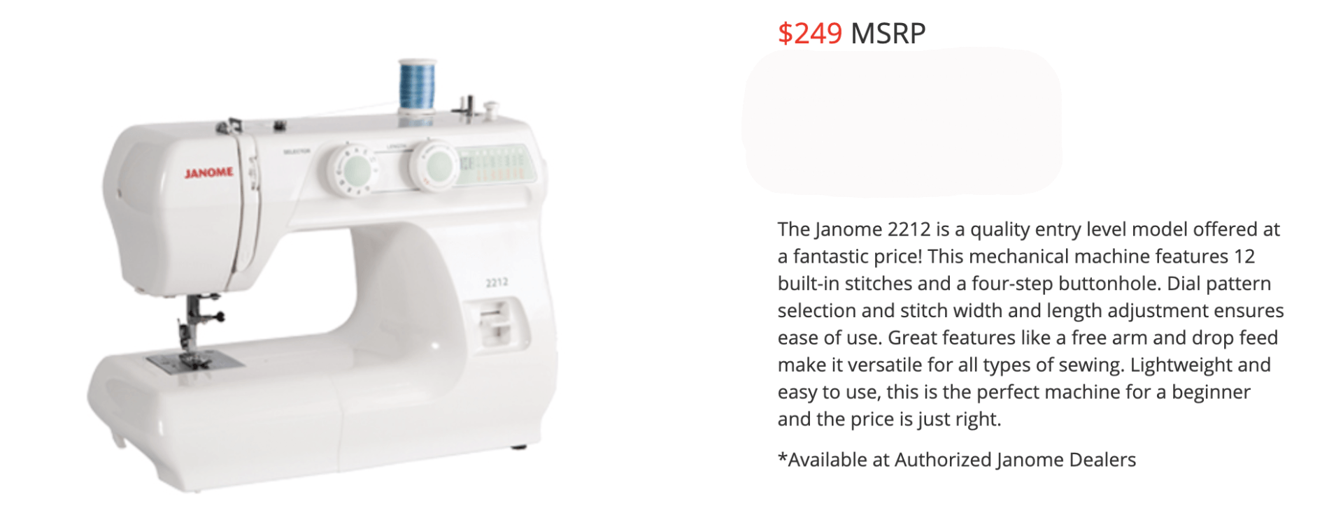 Janome 2212 Sewing Machine