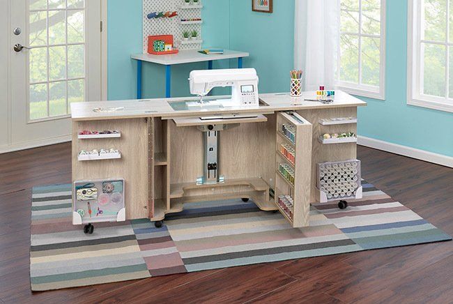 Tailormade duo sewing desk table grey oak wood or white