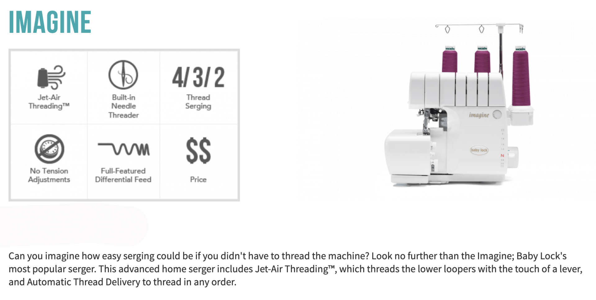 Baby Lock Imagine BLE1AT-2 Sewing Machine