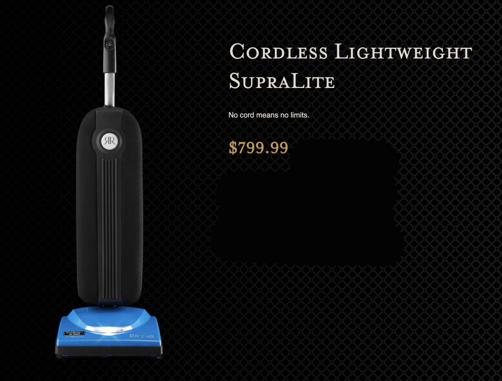 Riccar SupraLite R10CV6 Personal Upright Vacuum