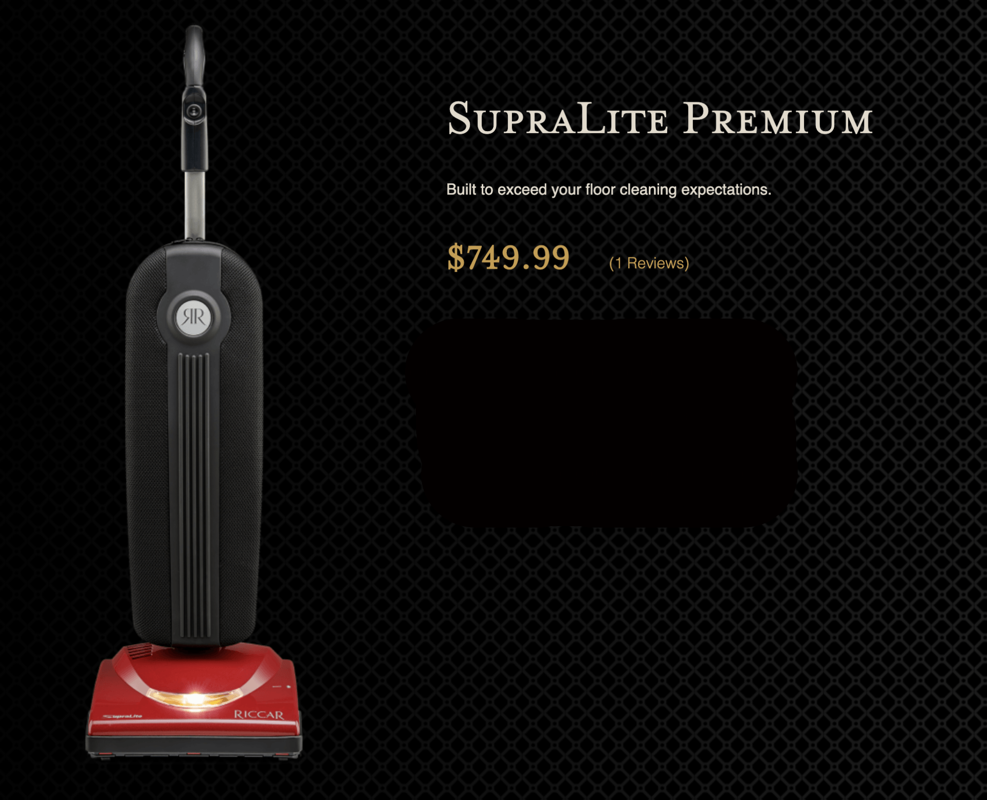 Riccar SupraLite R10P Personal Upright Vacuum