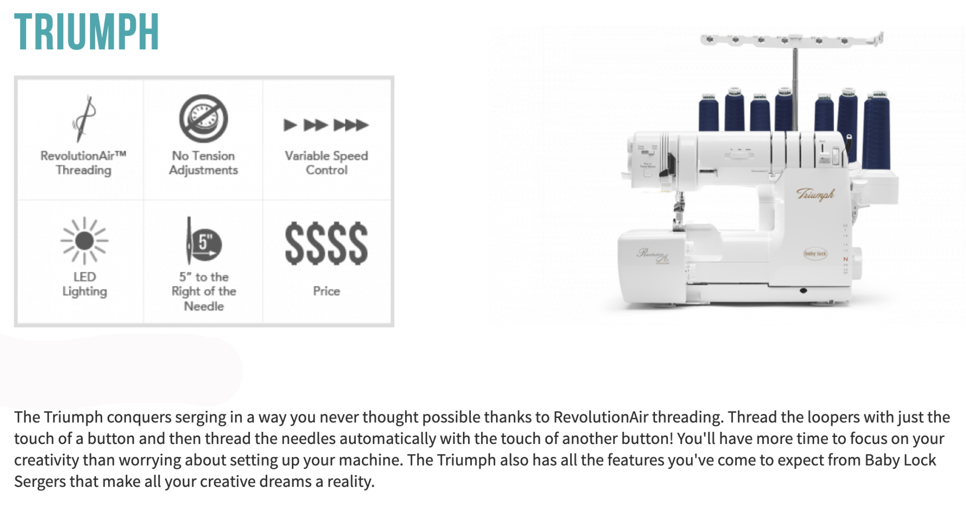 Baby Lock Triumph BLETS8 Sewing Machine