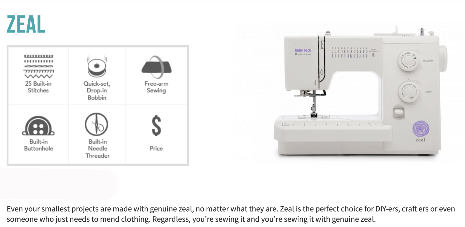 Baby Lock Zeal BL35B Sewing Machine