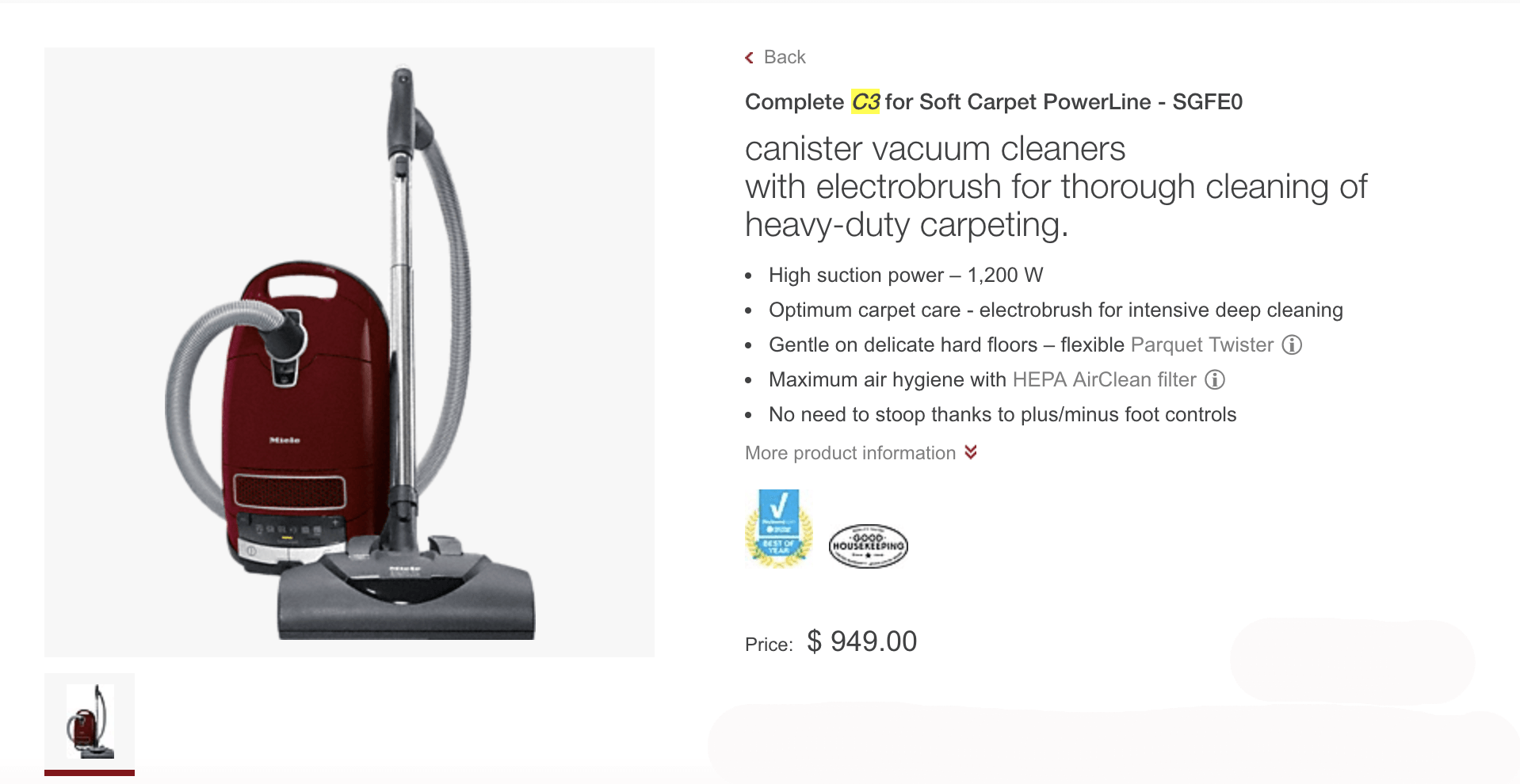 Frye's Sweeper & Sewing Miele Lineup