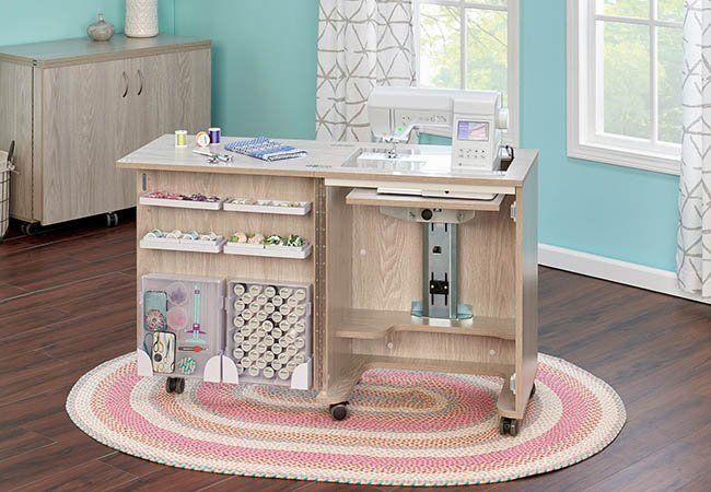 Tailormade compact sewing desk table grey oak wood