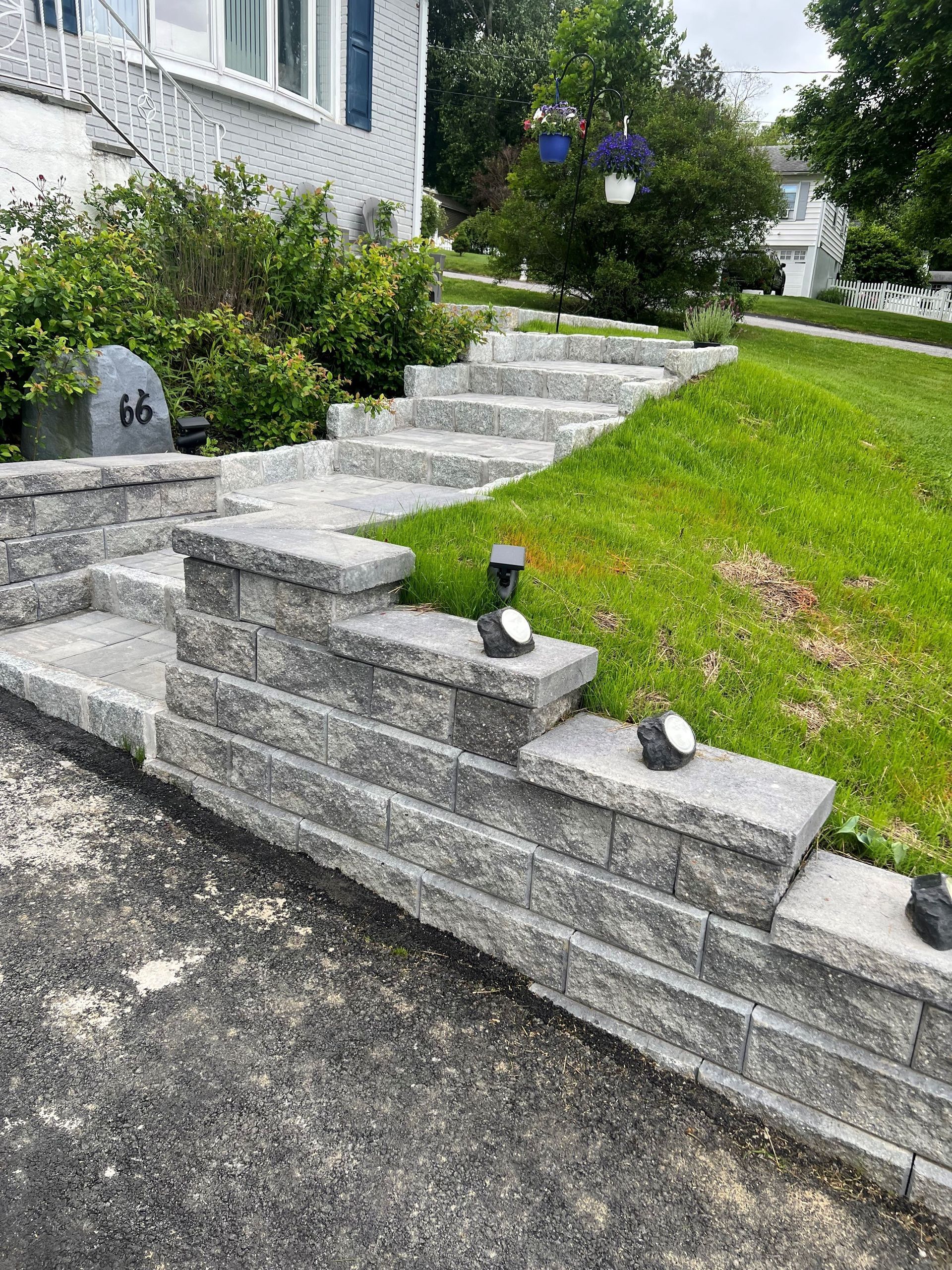 Elegant Belgium block and paver path by B&E Paving & Sealcoating