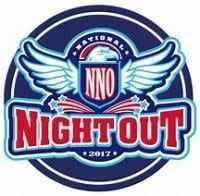 National Night Out 2017 logo: Blue and red circle with wings, NNO letters, and stars.