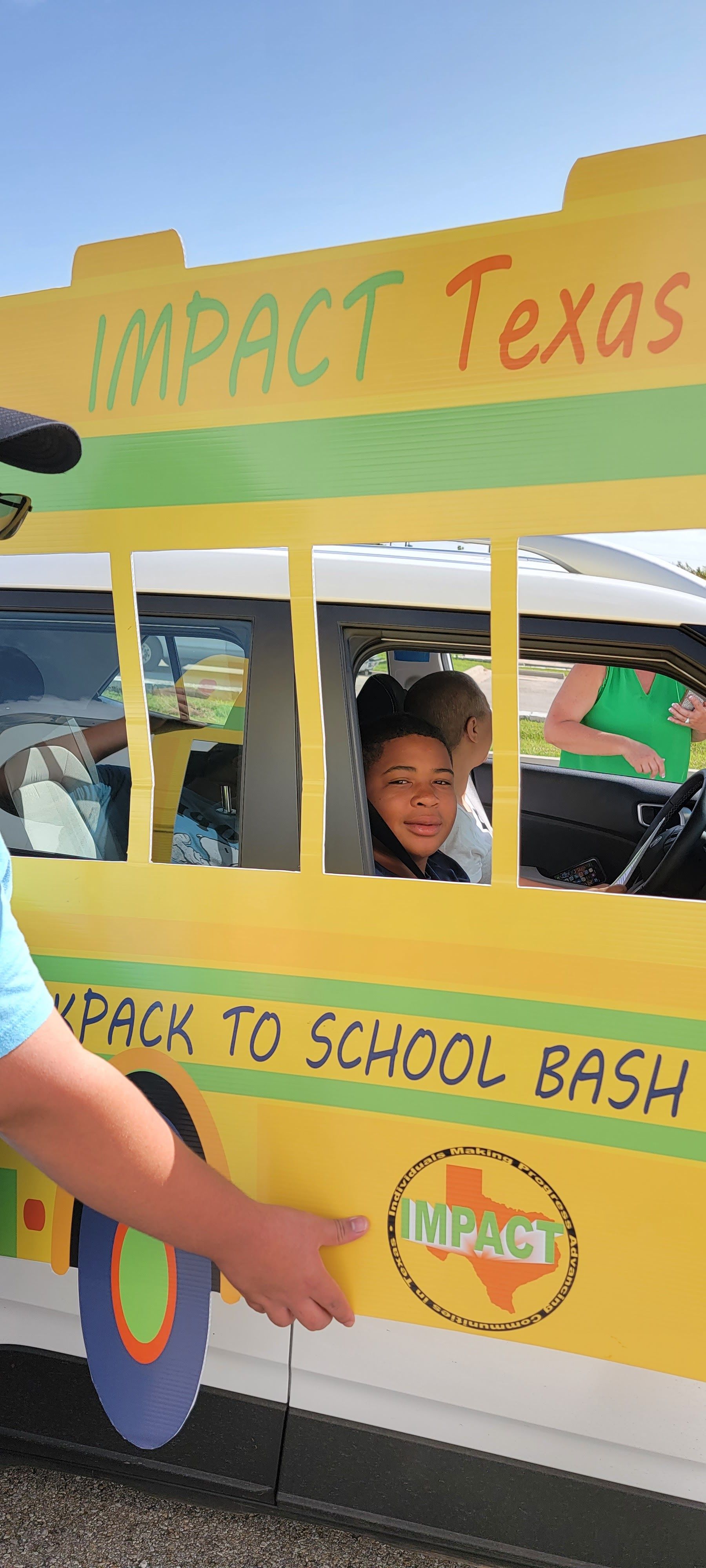 A yellow bus decorated for a 