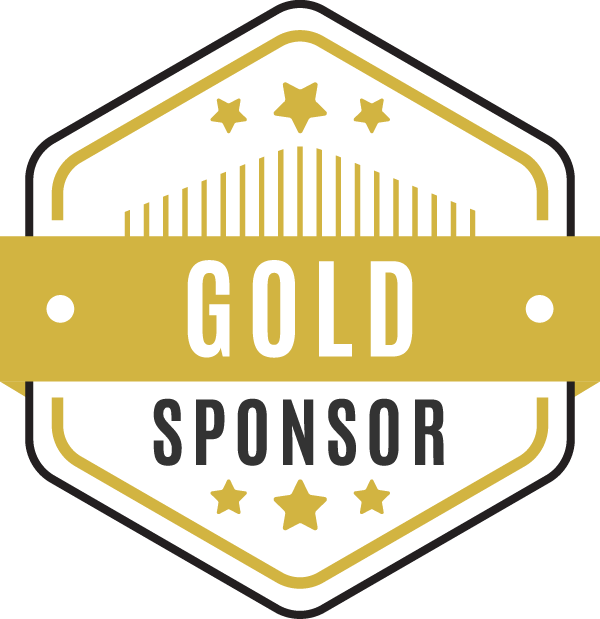 Gold Sponsor badge with gold and black elements.