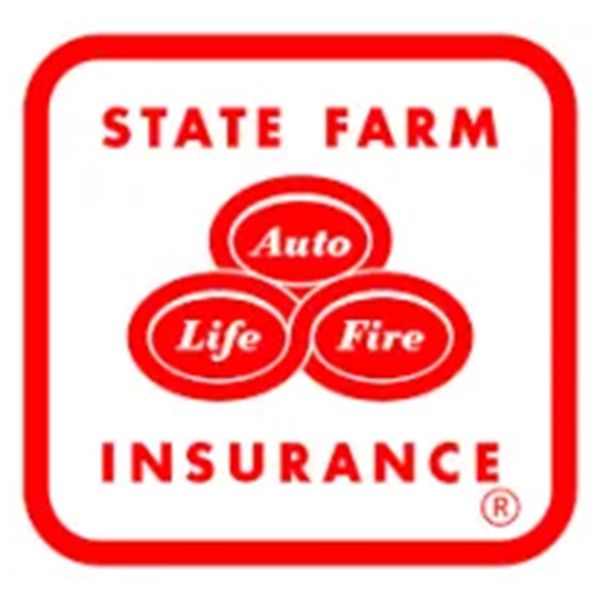State Farm Insurance logo: red square with three overlapping red ovals labeled 