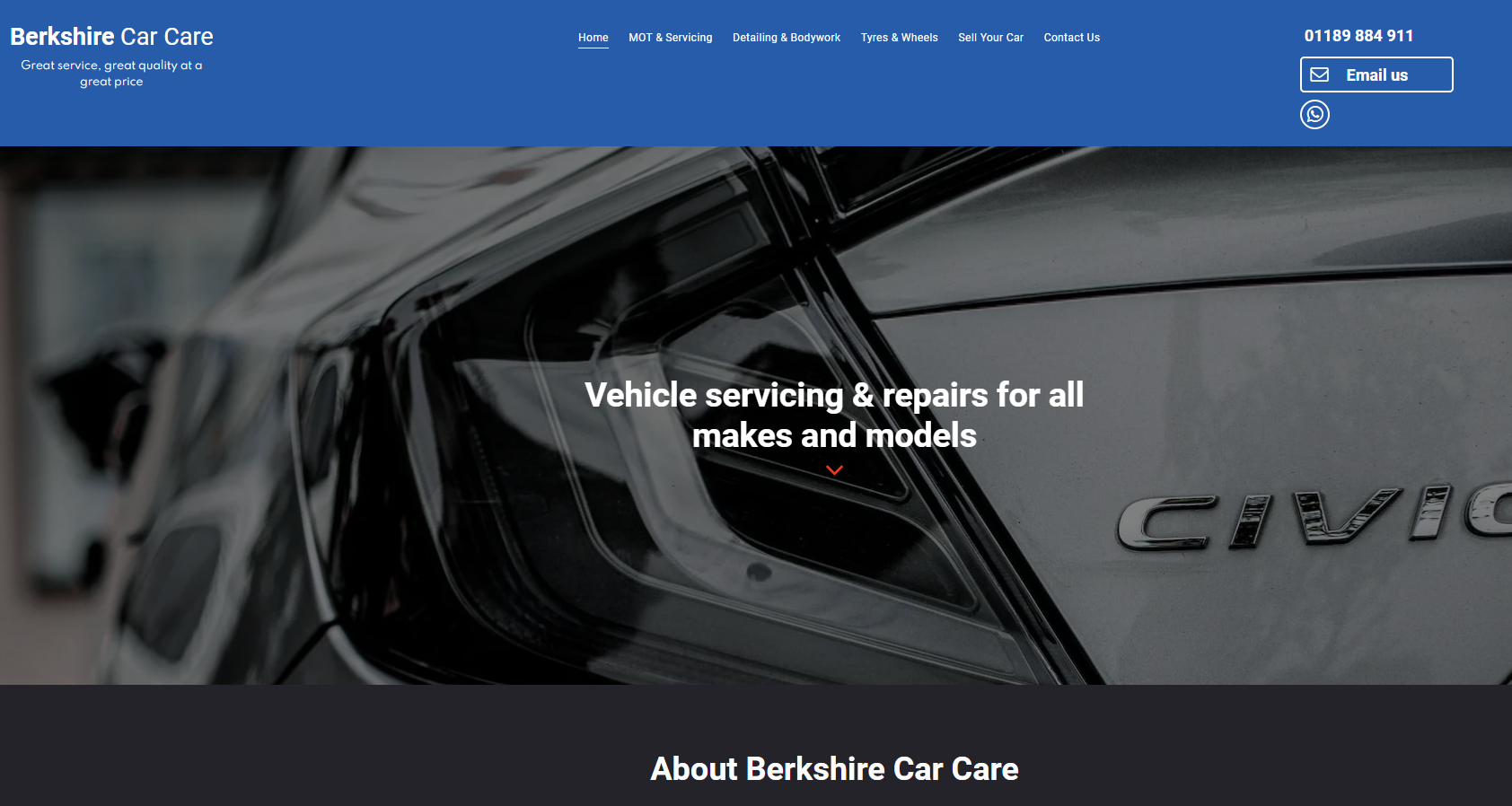 modern website for garage by Bournemouth Web Design agency