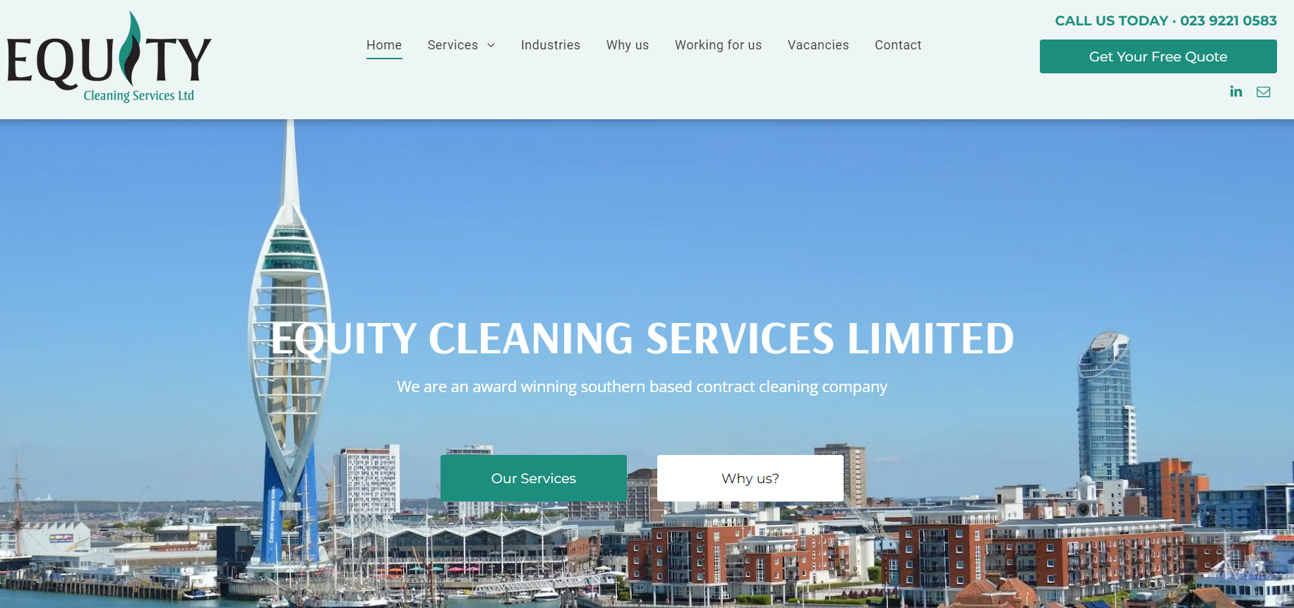 Modern website for cleaning company in Portsmouth by Bournemouth web designer