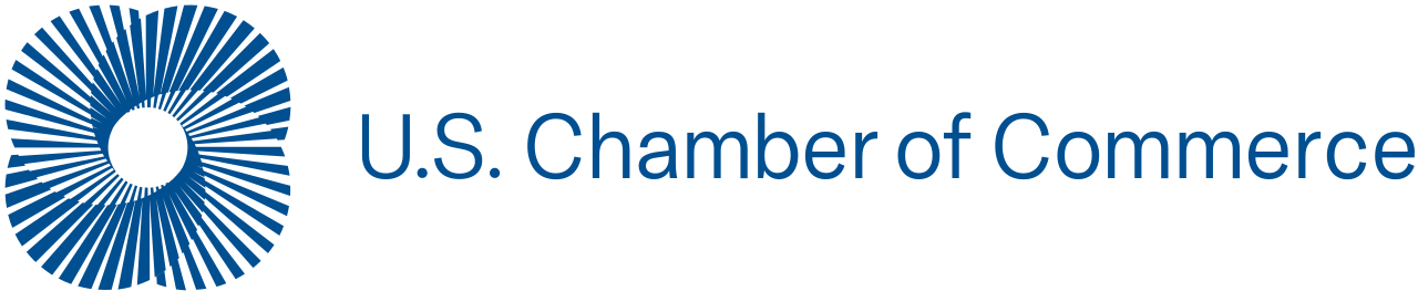 U.S. Chamber of Commerce logo with blue radial emblem and text on white background