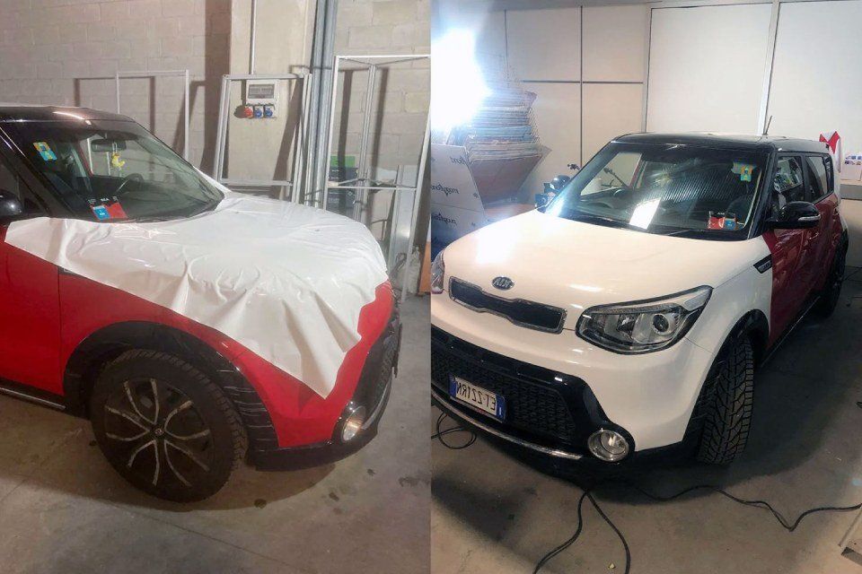 avant et après l'habillage de la voiture
