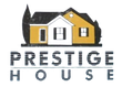 Un logotipo para una casa de prestigio con una casa amarilla y blanca.