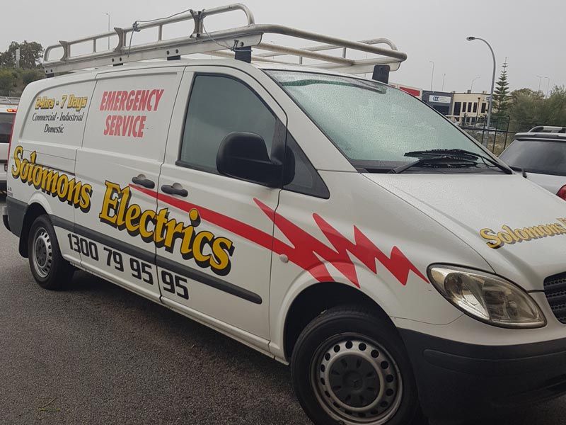 solomons electrics van from the front