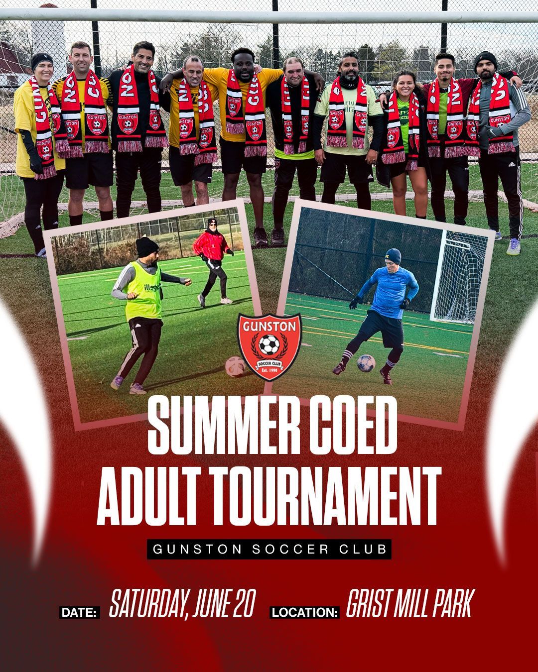 Poster for the Gunston Adult Coed Winter Tournament '25
