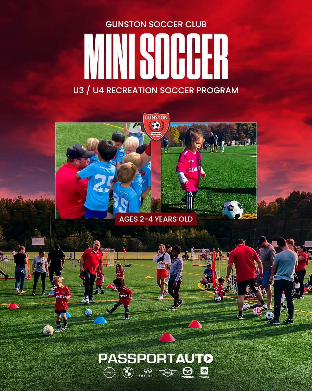 Flyer for Gunston Soccer Club Mini Soccer program for U3/U4 players