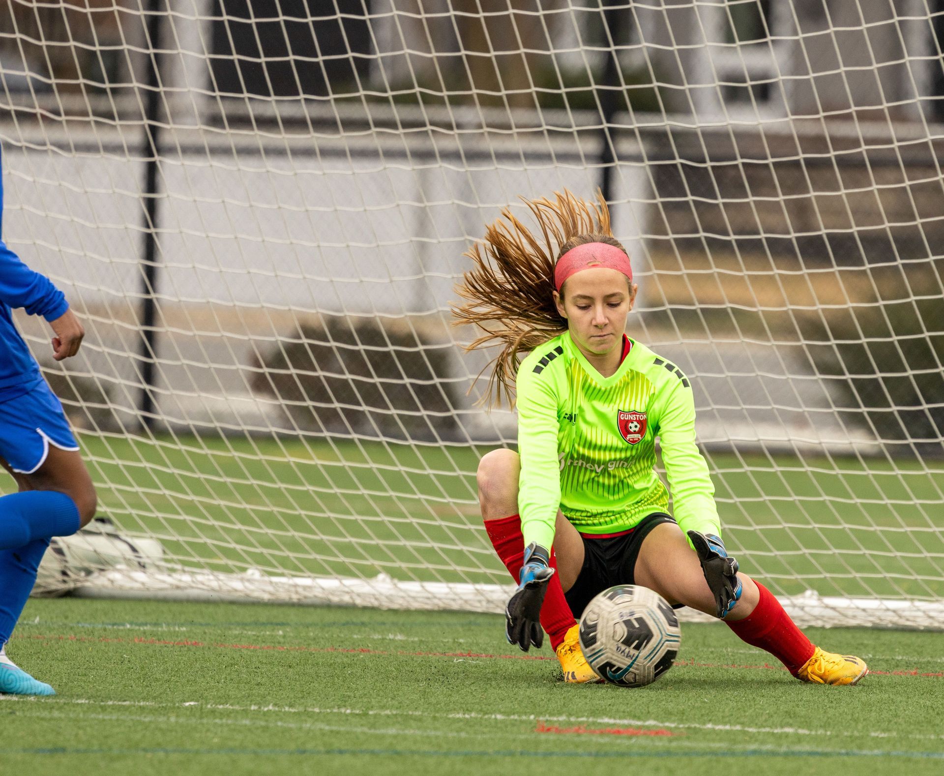 A young female soccer goalie Gunston Soccer Club