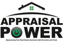 Logo for Appraisal Power with a house roof icon, a power button 'O', and the slogan "Empowering your real estate decisions."