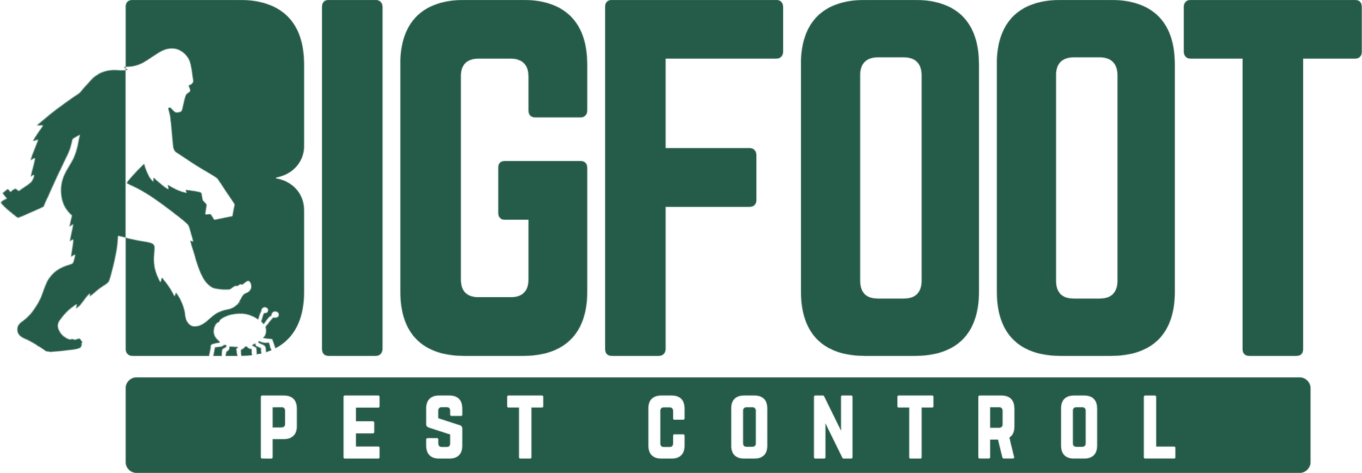 The logo for bigfoot pest control has a picture of a bigfoot on it.