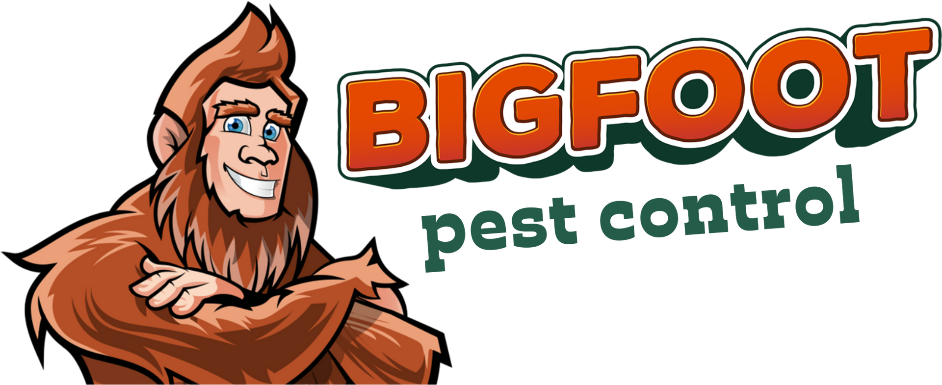 The logo for bigfoot pest control has a picture of a bigfoot on it.