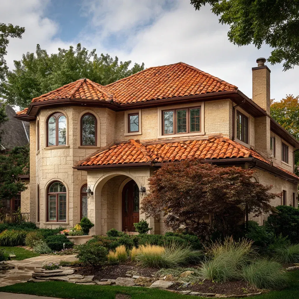 Joliet IL roofing contractors specializing in concrete tile roofs install flat, S-profile, and barrel-shaped concrete tiles with ice/water shield, tile edge sealant, and ridge vent flashing.