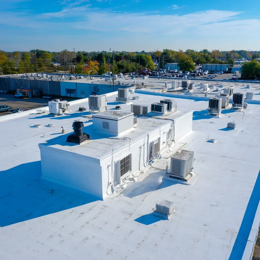 Commercial reflective roofing installation Joliet IL includes Energy Star-rated white membrane roofing, UV-resistant TPO systems, and cool roof retrofits for flat commercial buildings.