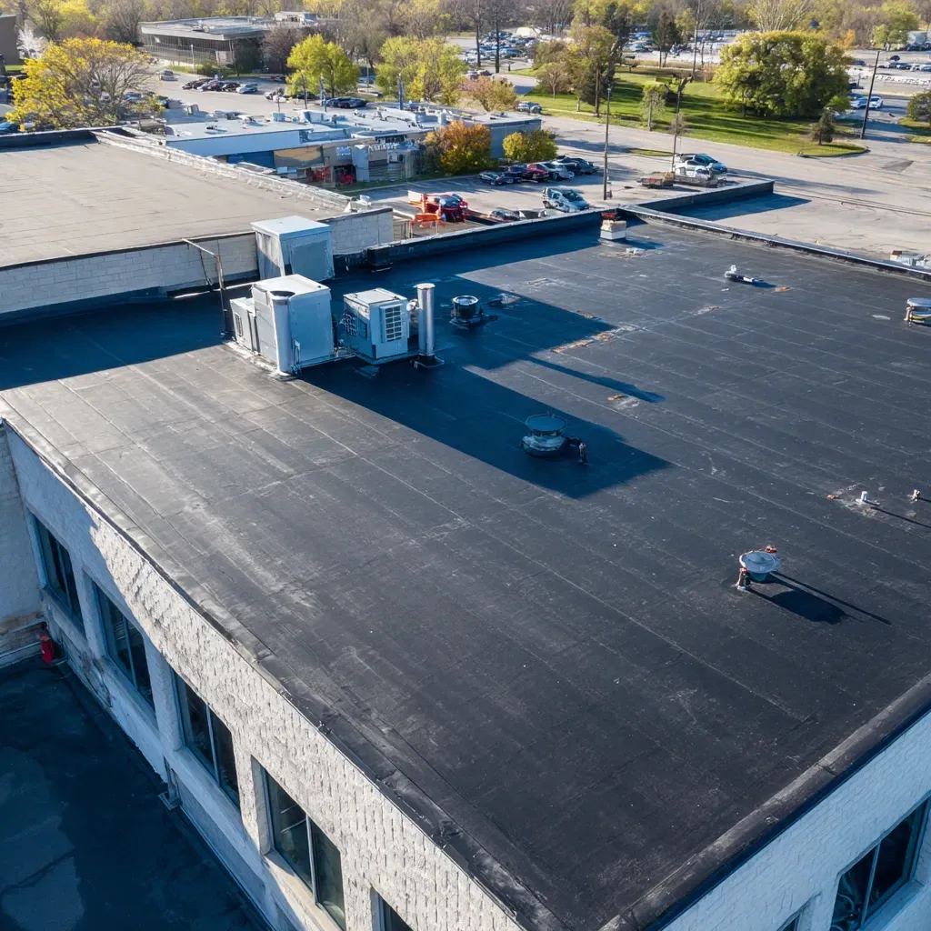 White commercial roofing Joliet IL includes high-reflectivity coatings, thermal UV deflection membranes, and storm-rated flashing systems.