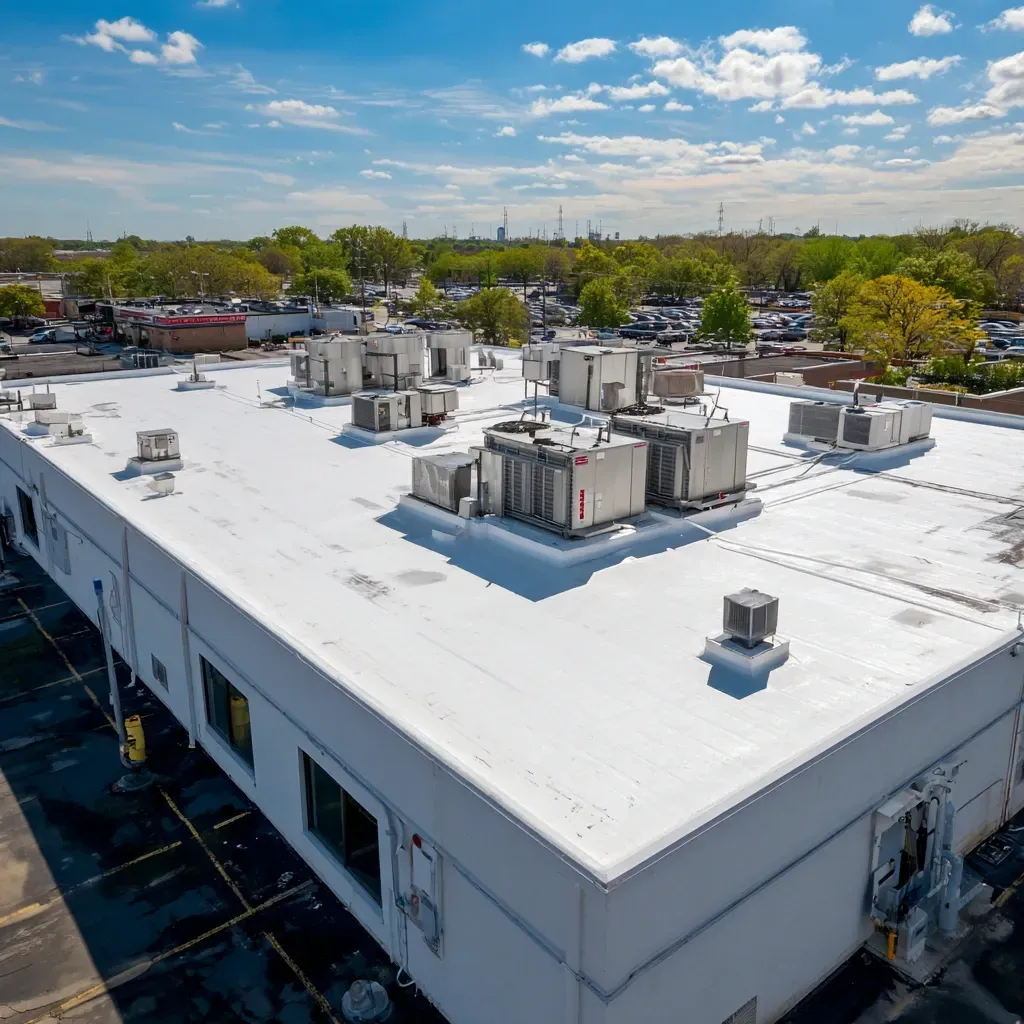 Joliet IL flat roof specialists handle large-scale commercial roofing for office buildings, shopping centers, churches, and industrial facilities with full-service solutions.