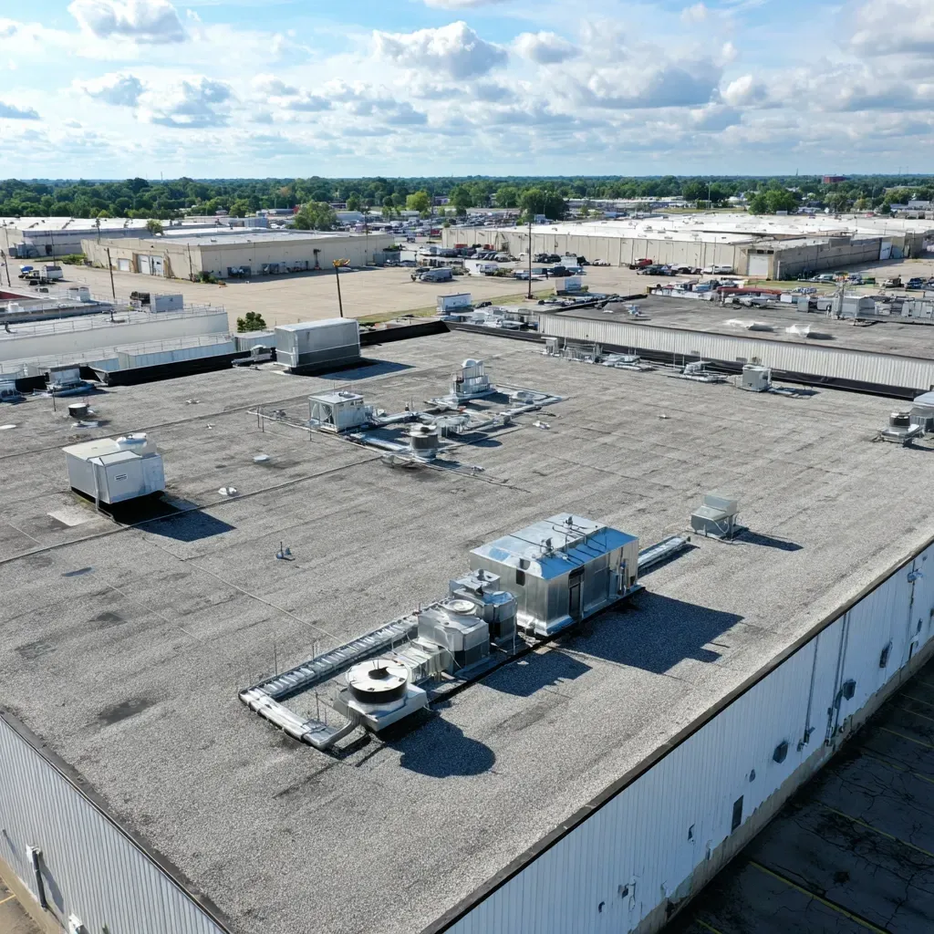 Commercial roof replacement Joliet IL includes tear-offs, deck re-sheeting, tapered insulation installs, and fully adhered single-ply membrane roofing systems.