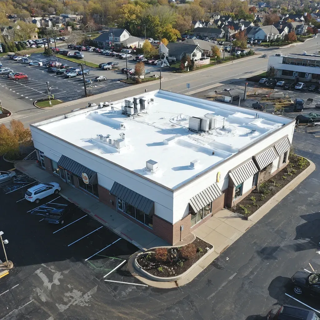 Our Joliet IL roof assessment team evaluates drainage flow efficiency, curb-to-membrane transitions, and membrane granule loss on low-slope systems.