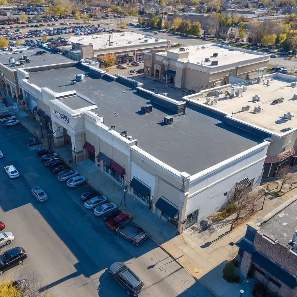 Commercial roofing in Joliet IL includes new roof construction, commercial roof tear-offs, infrared moisture scanning, and complete drain system integration.