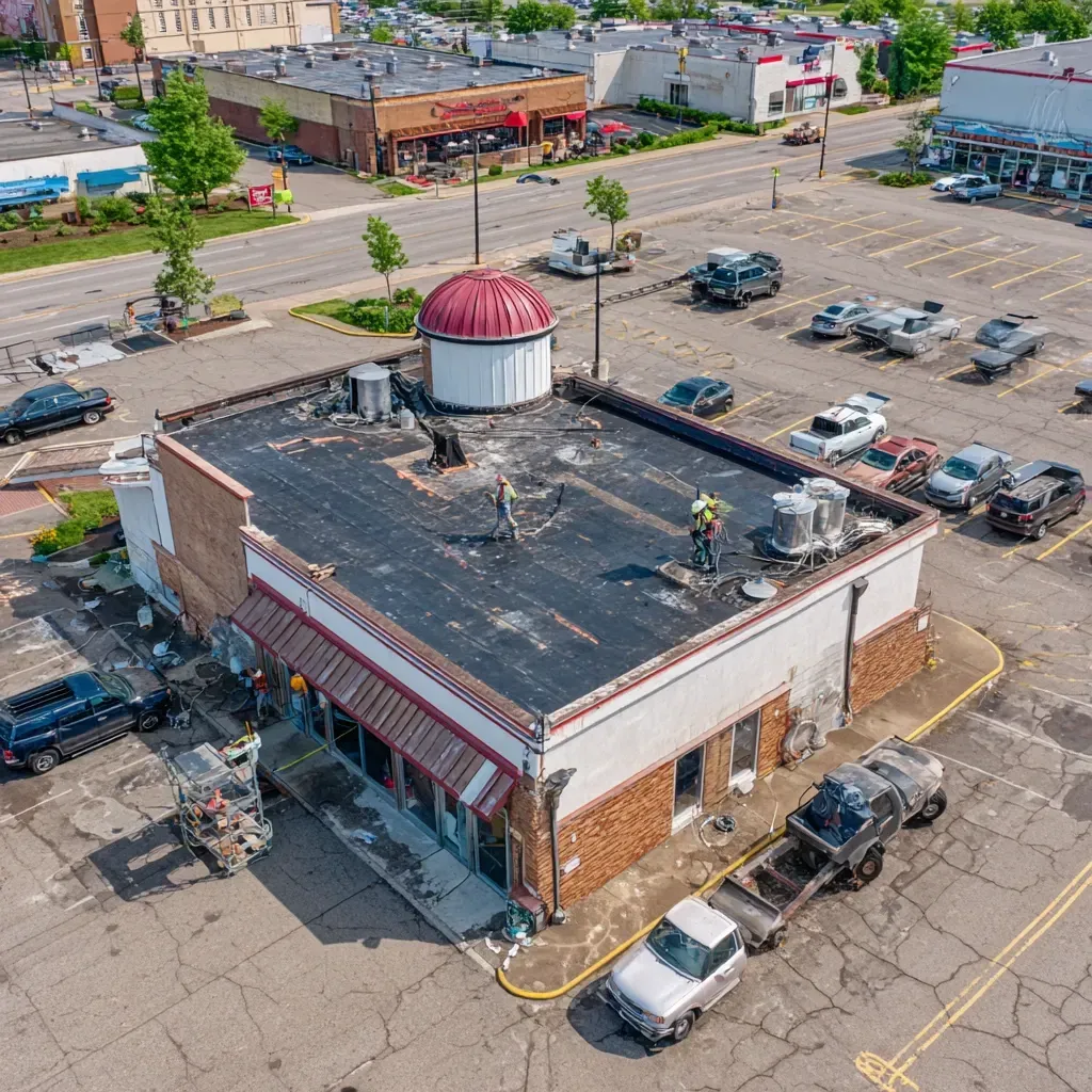 Infrared commercial roof inspection Joliet IL detects hidden leaks, saturated insulation, and thermal bridges beneath membranes on commercial rooftops.