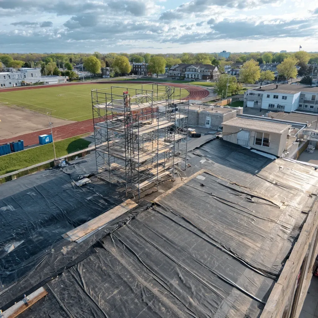 Our commercial roof sealers in Joliet IL deliver weather-tight coating systems with high elongation, seam bridging, and wall-to-roof waterproof transitions.