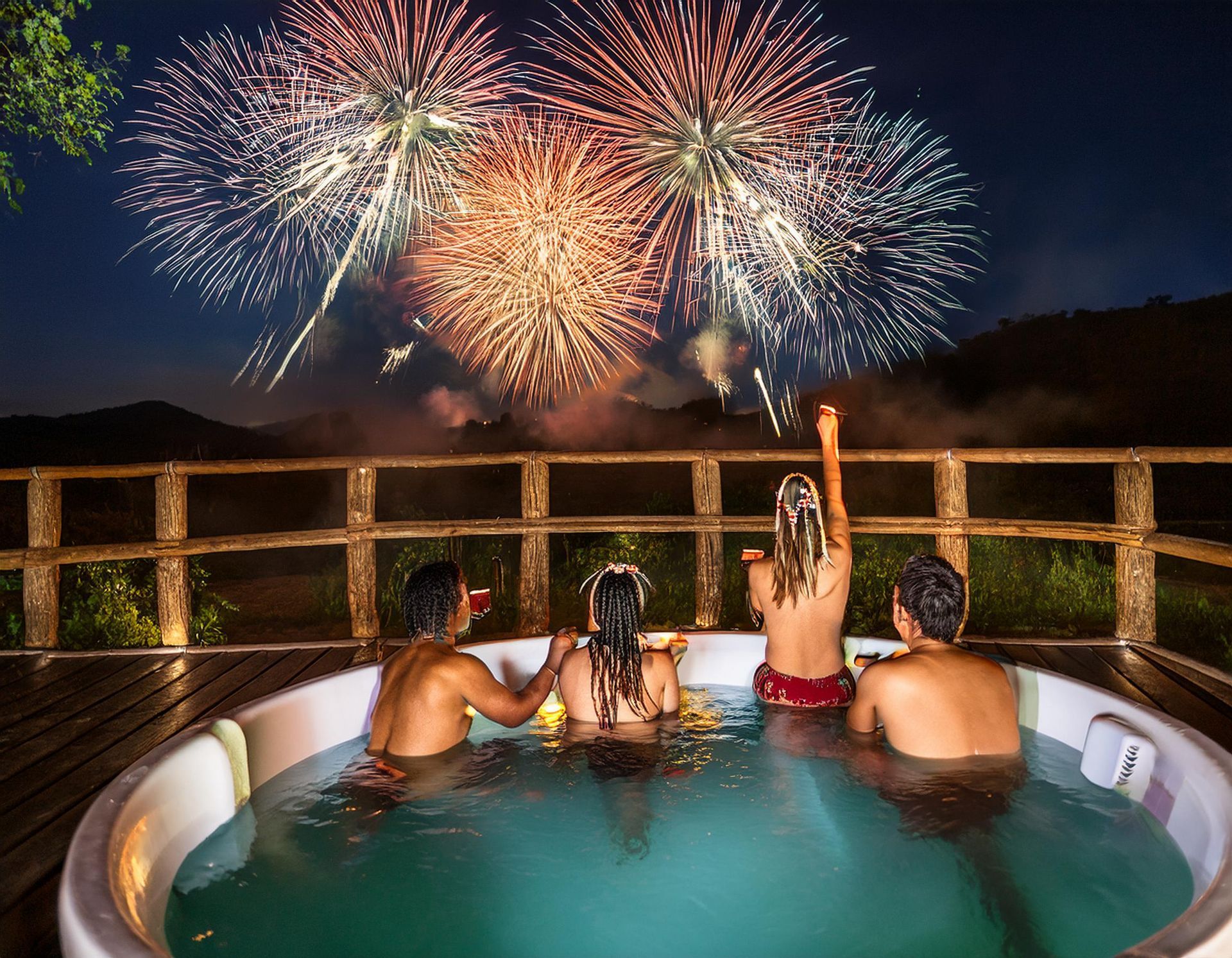 Firework hot tub party