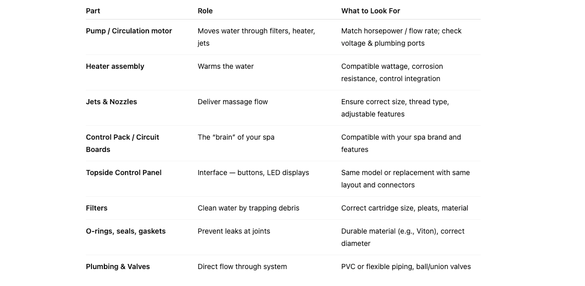 Hot Tub Parts