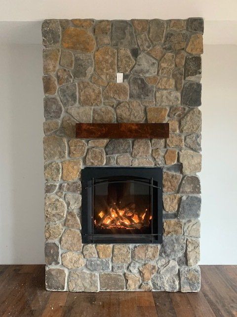 Boxed Chimney With Fire - McKinleyville, CA - Northcoast Hearth & Stoves