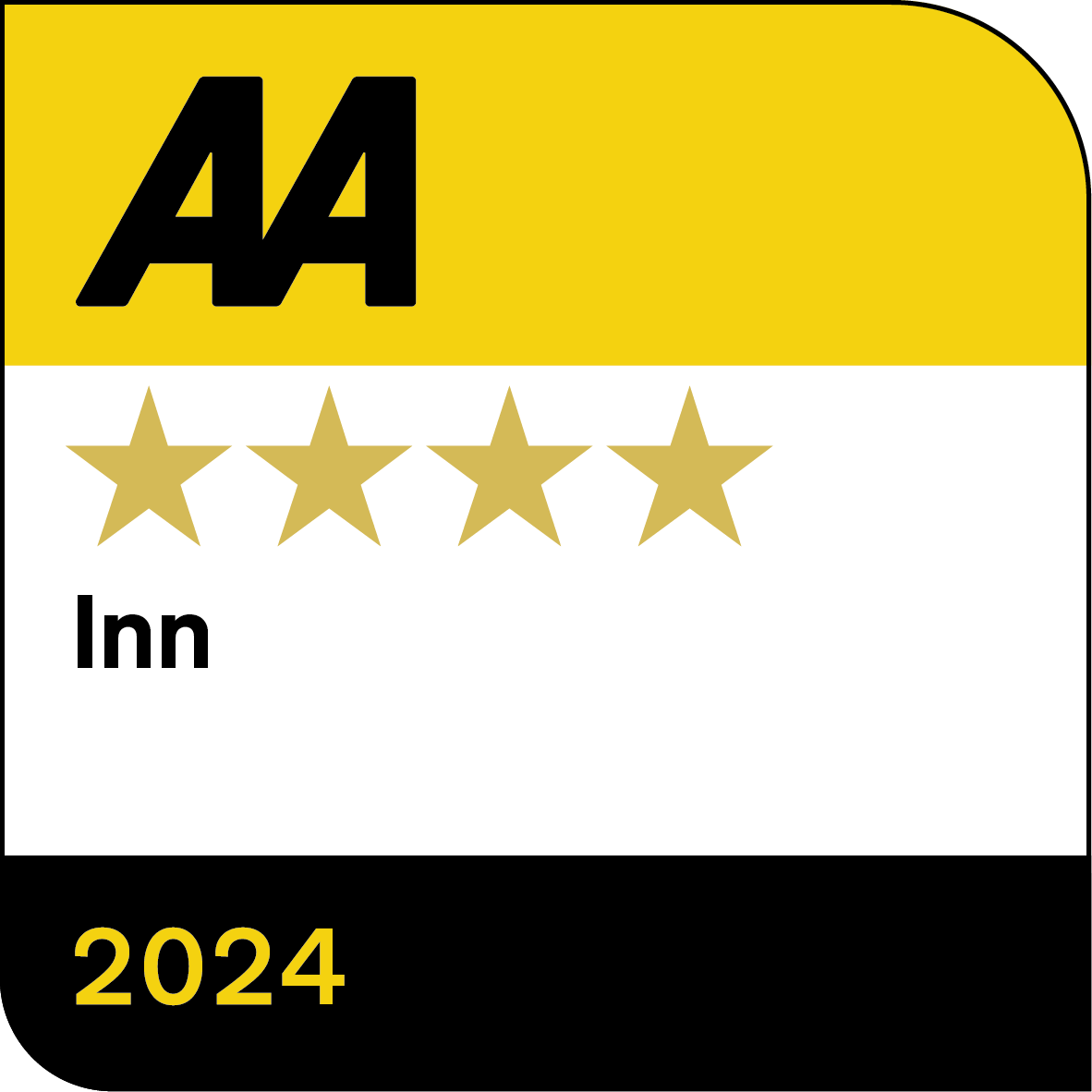 A yellow and white sign that says aa inn 2024