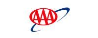 The red, stylized AAA logo centered inside a blue orbital ring on a white background.