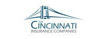 Logo for The Cincinnati Insurance Companies featuring a stylized bridge design above the company name in dark blue.