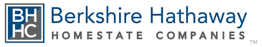The Berkshire Hathaway HomeState Companies logo featuring the text next to a blue and grey square with the initials BHHC.