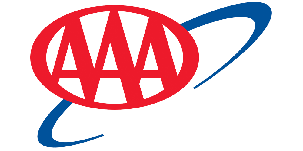 The AAA logo featuring three red letters in an oval shape, encircled by a blue swoosh on a white background.